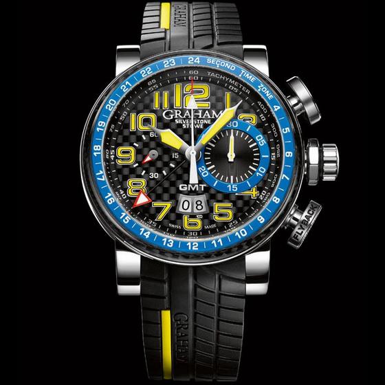GRAHAM LONDON 2BLCH.B06A SILVERSTONE STOWE GMT BLUE & YELLOW replica watch